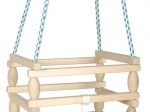 Altalena per bambini in legno con barriera di sicurezza