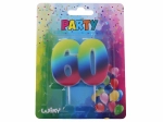 Candela di compleanno numero 60 arcobaleno