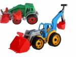 Trattore escavatore in plastica con benna, verde