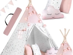 Teepee per bambini con ghirlanda e lucine NUKIDO – rosa