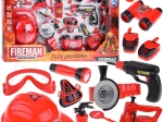 Grande set dei vigili del fuoco con casco e sega 13 pezzi