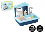 Lavello blu per bambini con rubinetto a batteria