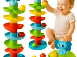 Torre con palline per bambini con pista a spirale