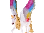 Figura unicorno Pegaso con ali arcobaleno