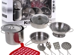 Set per bambini di pentole in metallo + accessori da cucina - 11 pezzi