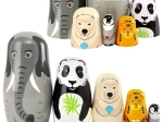 Matrioske in legno a forma di animali – set da 5 pz