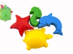 Formine di plastica per sabbia – animali marini, set 4 pz in retina