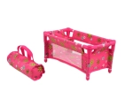 Lettino da viaggio per bambole con borsa, rosa floreale