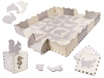 Tappetino educativo in schiuma a puzzle, grigio ed ecru, 36 pezzi, 150 × 150 cm