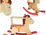 Cavalluccio a dondolo in legno con schienale per bambini