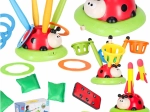 Gioco interattivo 4 in 1 per bambini – coccinella con ostacolo saltellante, lanciarazzi e lancio al bersaglio