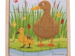 Puzzle a cornice in legno BIGJIGS TOYS anatra con anatroccolo – 16 pezzi