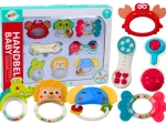 Set di sonagli e dentaruoli per bambini a forma di animali, 8 pezzi