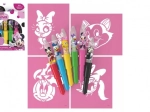 Pennarelli a soffio MINNIE 6 pz con stencil in scatola