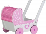 EcoToys Passeggino in legno per bambole Pink Heart