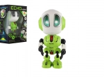 robot echo verde 12 cm con suono e luce a batterie