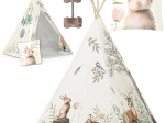 Teepee per bambini NUKIDO – motivi forestali beige