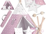 Teepee per bambini con lucine NUKIDO – rosa con stelline
