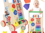 Girello in legno spingibile 6 in 1 – carrellino educativo attivo per bambini piccoli
