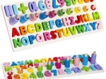 Alfabeto e numeri educativi in legno con anelli