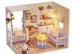 Casetta in legno per bambole retrò – modello DIY con LED, 13 cm