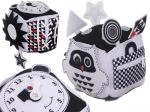 Cubo sensoriale educativo con contrasto in bianco e nero