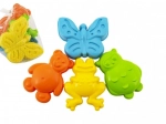 Formine di plastica per sabbia con animaletti, set da 4 pezzi in rete