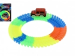 Pista luminosa flessibile con macchinina a batteria, 57 pezzi, 72 cm