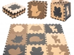 Tappetino puzzle educativo in schiuma con animaletti, beige, 85 × 85 cm, 9 pezzi