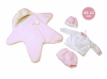Vestitino per bambola NEW BORN 40–42 cm – set rosa con pile a stelle Llorens