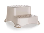 Sgabello a due gradini antiscivolo color crema 40 × 37 × 21 cm