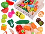 Set di frutta e verdura in legno da tagliare per bambini