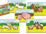 Puzzle in legno I miei primi animaletti – fattoria, 6 puzzle da 3 pezzi