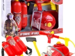 Set da vigile del fuoco per bambini con casco con luce e suono, zaino ad acqua e accessori