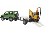 Set di gioco Bruder SUV e miniescavatore JCB cingolato con rimorchio
