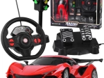 Auto sportiva RC con volante, pedali e semaforo 1:16