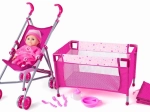 WOODY Set giocattolo con passeggino e lettino