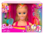 Testa per acconciature Barbie capelli biondi neon arcobaleno