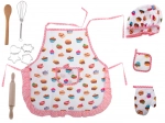 Set da cucina per bambini con cappello, grembiule e utensili