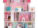 Casetta per bambole in legno con illuminazione LED, 70 cm, rosa