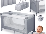 Lettino da viaggio Ricokids con materasso e borsa per il trasporto, grigio chiaro