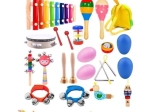Set musicale in legno per bambini con zainetto, 22 pezzi