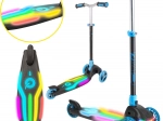 EVO monopattino a tre ruote per bambini Rainbow Blast con pedana a LED, pieghevole e regolabile in altezza, blu