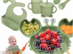 Stoviglie in silicone per bambini Granchio - verde, 19 pezzi