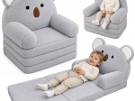 Poltroncina per bambini pieghevole 2 in 1 Koala, grigia