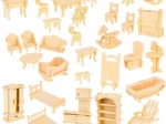Set di mobili in legno per casa delle bambole, 34 pezzi