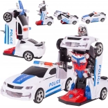 Auto della polizia che si trasforma in robot