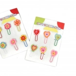 Graffette da ufficio in legno a cuoricini o fiorellini, set da 6 pezzi