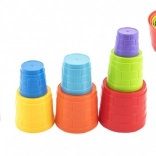 Piramide impilabile in plastica con bicchierini, colorata, 7 pezzi