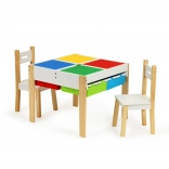Set di mobili per bambini in legno: tavolo e 2 sedie ECOTOYS